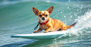 Texas Chihuahua Surfer Jasper Captivates with Spirit Award at Competition