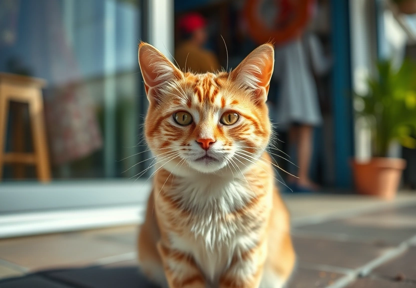 Representação visual de Stray Cat Pleads for Shelter from Scorching Heatwave, Shop Owner Responds with Kindness