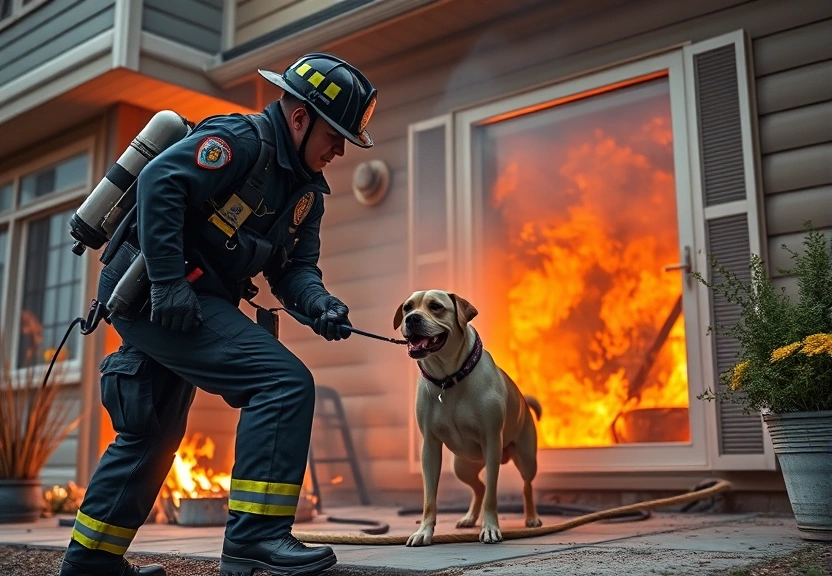 Representação visual de Heroic Officers Rescue Trapped Dog from Fiery Inferno in Aurora Home